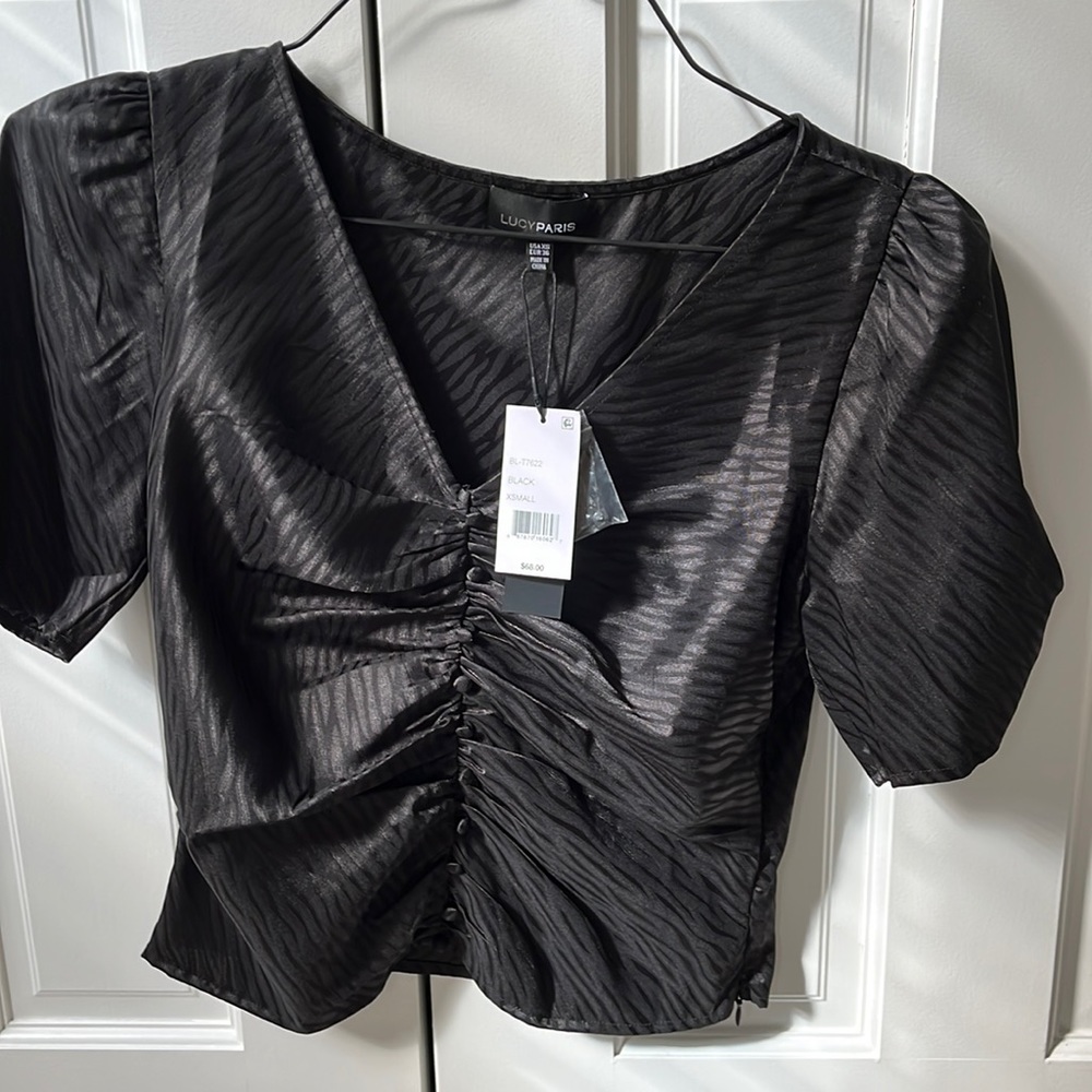 Lucy Paris dressy black top- size xs